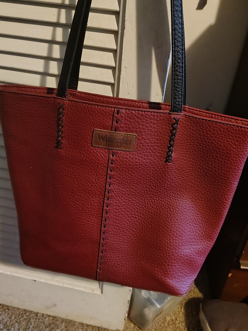 Wrangler Red Tote Bag with Black Handles